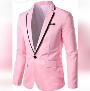 Cloudstyle Mens Casual Slim Fit Suit Jacket (Pink)